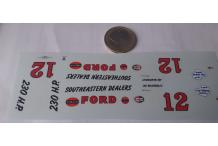 décalcomanie  ancien nascar 1/43 n 12 ford southeastern dealers