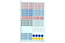 Décalcomanie Chiffres et ronds divers couleurs 1/43 (REF : 297)