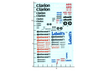Décalcomanie Clarion AEG Olivetti Continental Labatt S 1/43 - 1/32 - 1/24 - 1/18 (REF : 352)