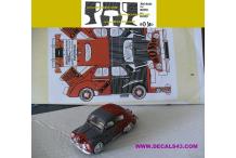 Décalcomanie déco renault 4cv bas bomo 1/43 (REF : 457)