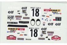 decalcomanie décals Monte Carlo 1/43 Renault Alpine A110 N°18 1973 Andruet